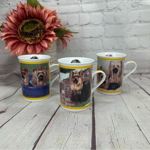 Elegant Yorkies Mug by Danbury Mint set of three collector mugs - Picture 1 of 6